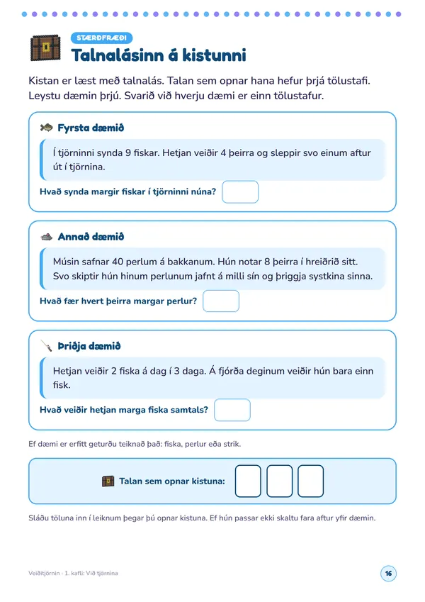 Blaðsíðan Talnalásinn á kistunni